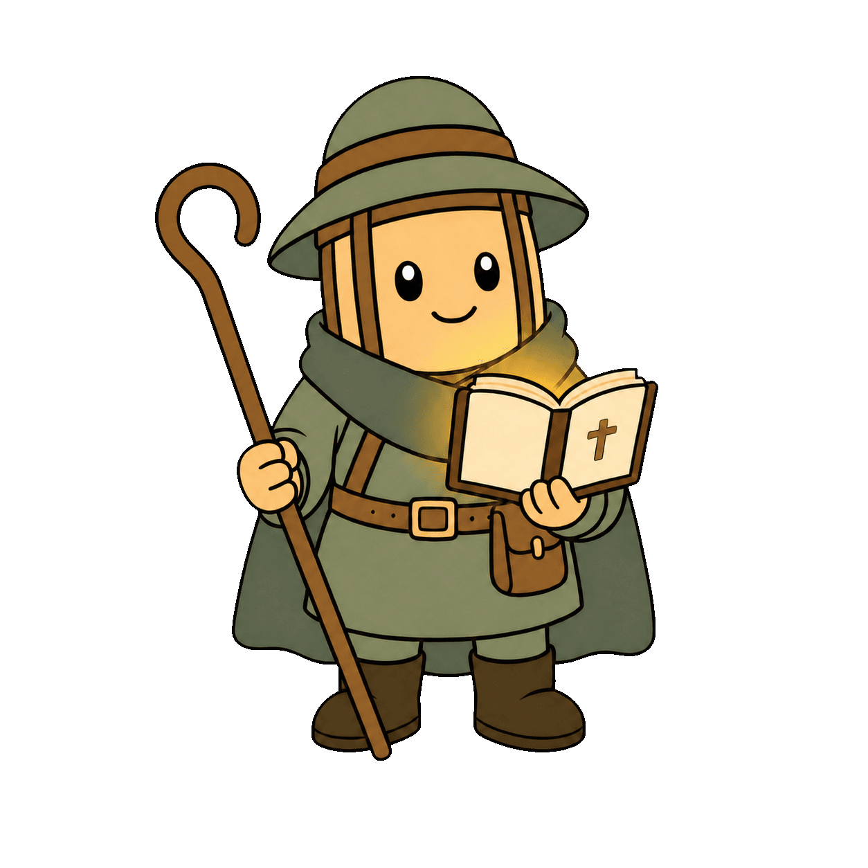 Faro holding a Bible