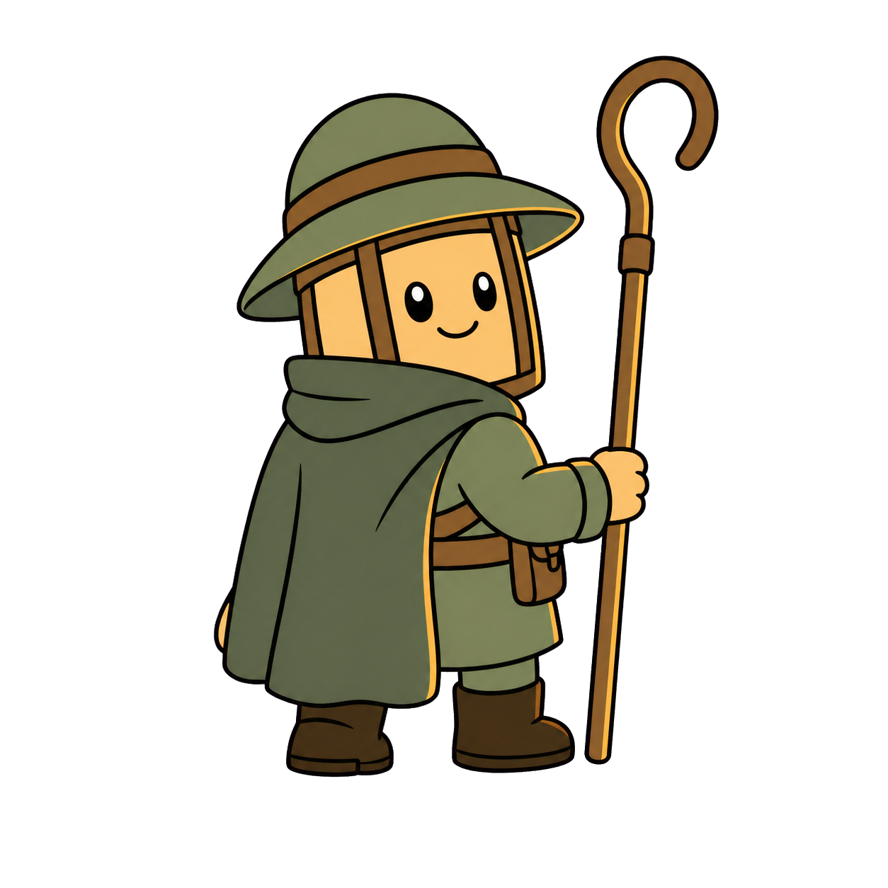 Faro standing with a shepherd staff