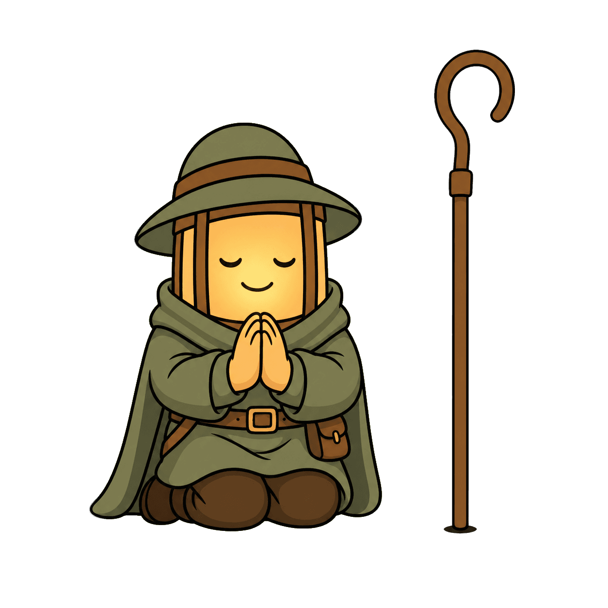 Faro kneeling in prayer
