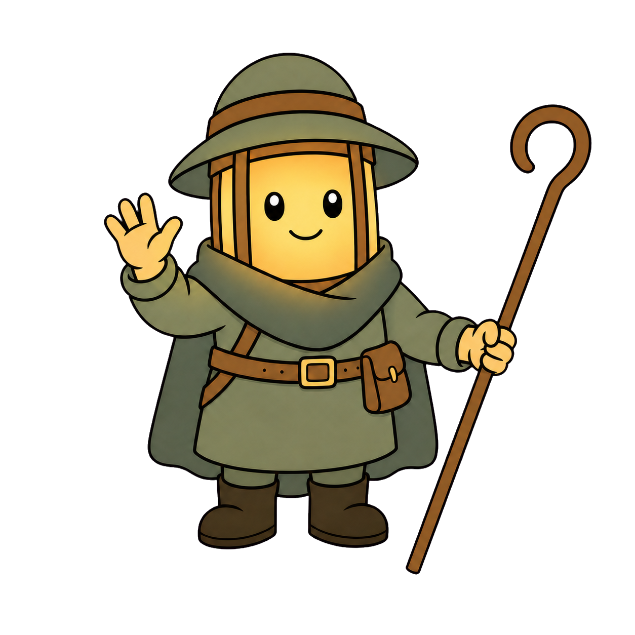 Faro waving with a friendly smile