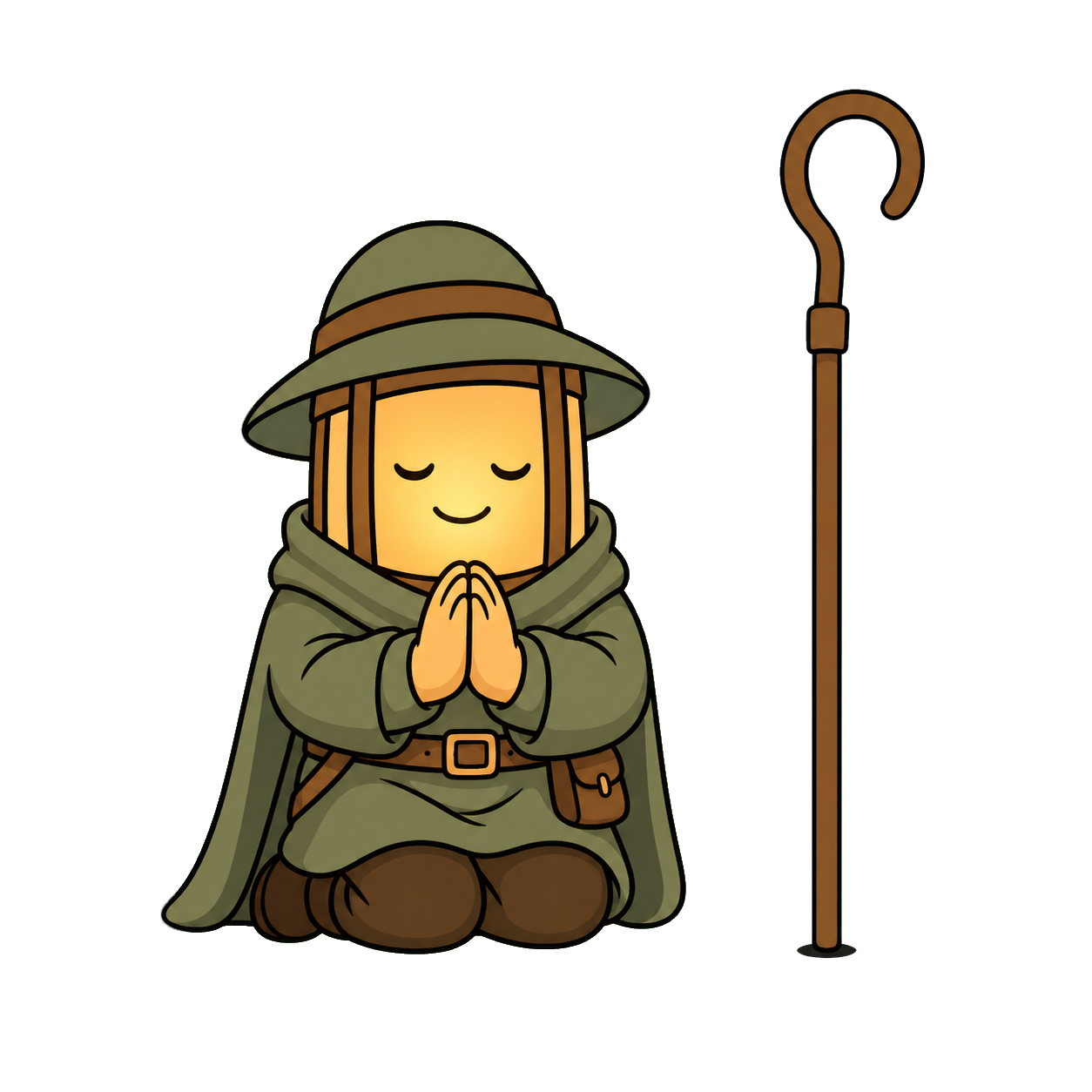 Faro kneeling in prayer